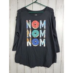 Girls Justice Black flip sequin  3/4 Long Sleeve top size 24Plus EUC 💕